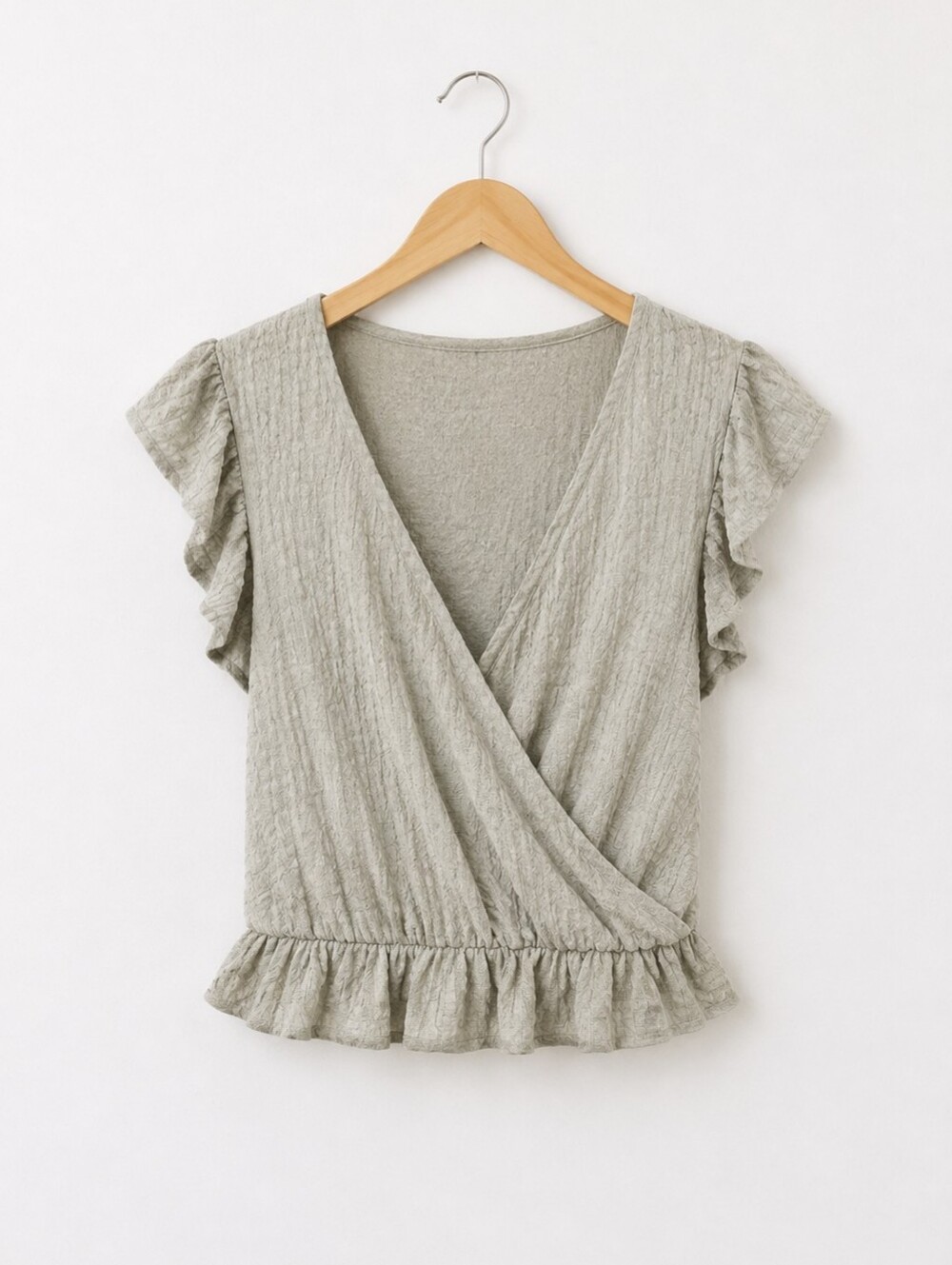 •Go Fashion Elegant Ruffle Sleeve Wrap Top